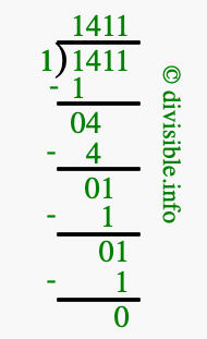 1411 divided by 1 using long division