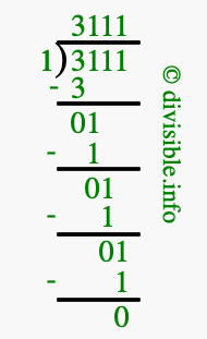 3111 divided by 1 using long division
