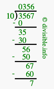 3567 divided by 10 using long division