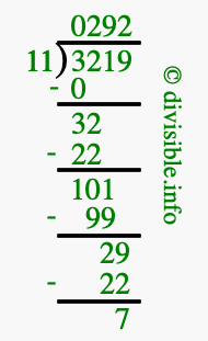 3219 divided by 11 using long division