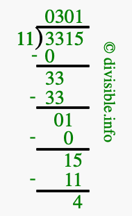 3315 divided by 11 using long division