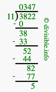 3822 divided by 11 using long division