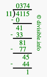 4115 divided by 11 using long division