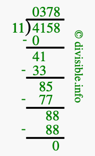 4158 divided by 11 using long division