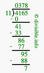 4165 divided by 11 using long division