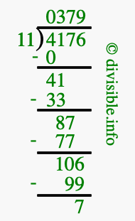 4176 divided by 11 using long division