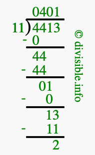 4413 divided by 11 using long division