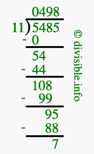 5485 divided by 11 using long division