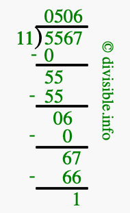5567 divided by 11 using long division