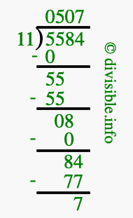 5584 divided by 11 using long division