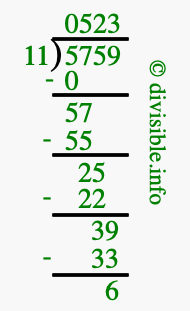 5759 divided by 11 using long division
