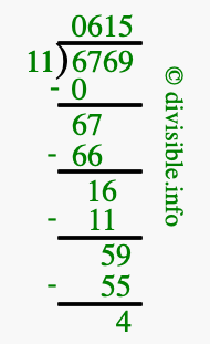 6769 divided by 11 using long division