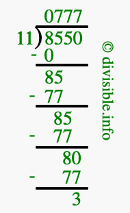 8550 divided by 11 using long division