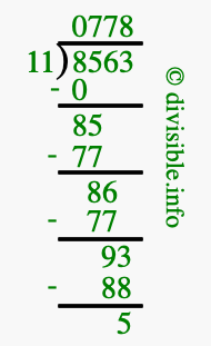 8563 divided by 11 using long division