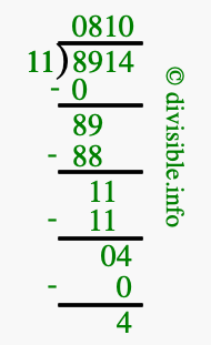 8914 divided by 11 using long division