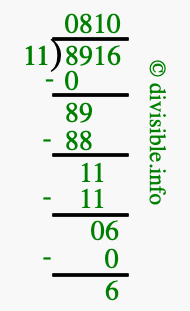8916 divided by 11 using long division