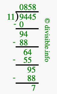 9445 divided by 11 using long division
