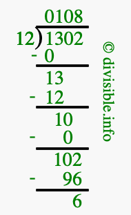 1302 divided by 12 using long division