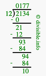 2134 divided by 12 using long division