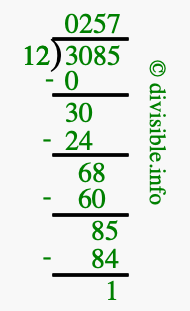 3085 divided by 12 using long division