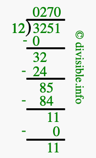 3251 divided by 12 using long division