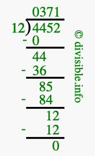 4452 divided by 12 using long division