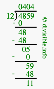 4859 divided by 12 using long division