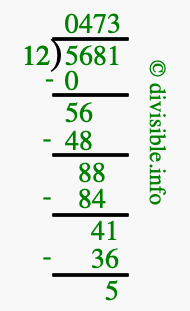 5681 divided by 12 using long division