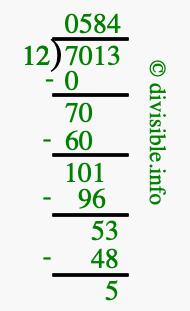 7013 divided by 12 using long division