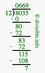 8035 divided by 12 using long division