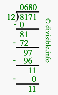 8171 divided by 12 using long division