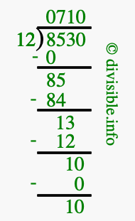 8530 divided by 12 using long division