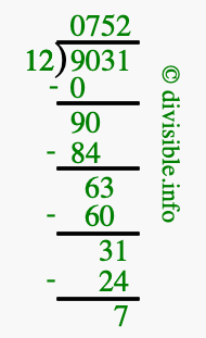 9031 divided by 12 using long division