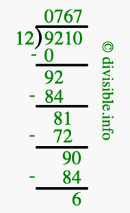 9210 divided by 12 using long division