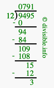 9495 divided by 12 using long division