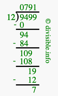 9499 divided by 12 using long division