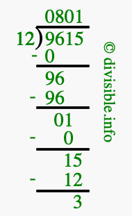 9615 divided by 12 using long division