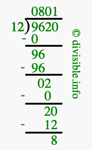 9620 divided by 12 using long division