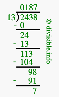 2438 divided by 13 using long division