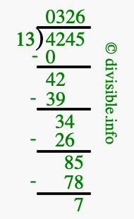 4245 divided by 13 using long division