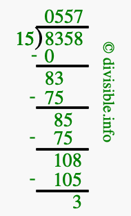 8358 divided by 15 using long division