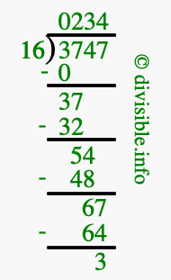3747 divided by 16 using long division