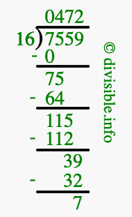 7559 divided by 16 using long division