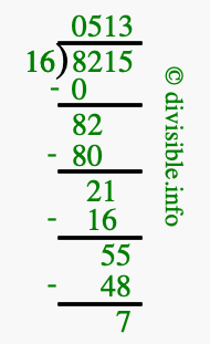 8215 divided by 16 using long division