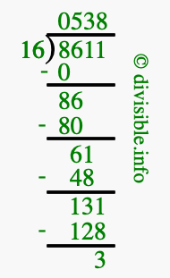 8611 divided by 16 using long division