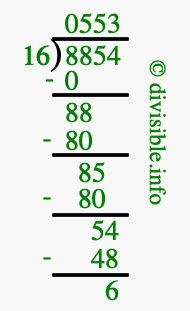 8854 divided by 16 using long division