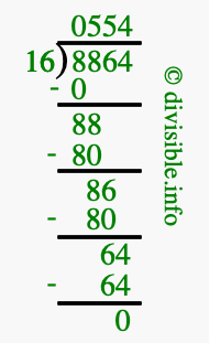 8864 divided by 16 using long division