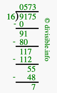 9175 divided by 16 using long division