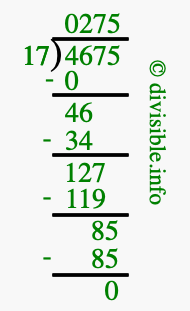 4675 divided by 17 using long division