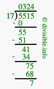 5515 divided by 17 using long division